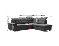 Rohová sedačka s rozkladom a úložným priestorom Melek P - tmavosivá