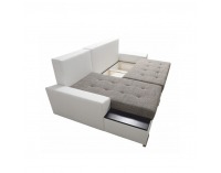 Rohová sedačka s rozkladom a úložným priestorom Nemo 2 New L - biela / sivohnedá