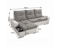 Rohová sedačka s rozkladom a úložným priestorom Nemo 2 New L - biela / sivohnedá