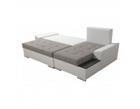 Rohová sedačka s rozkladom a úložným priestorom Nemo 2 New P - biela / sivohnedá