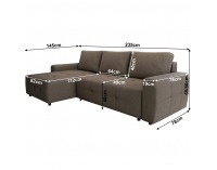 Rohová sedačka s rozkladom a úložným priestorom Nikos L - sivohnedá