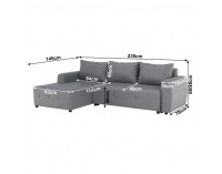 Rohová sedačka s rozkladom a úložným priestorom Nikos L - sivá