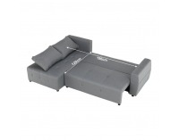 Rohová sedačka s rozkladom a úložným priestorom Nikos L - sivá