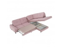 Rohová sedačka s rozkladom a úložným priestorom Praga P - púdrovo-ružová (Soro)