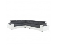 Rohová sedačka s rozkladom Marbela Lux 2+3 P - sivá / biela
