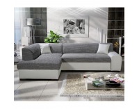 Rohová sedačka s rozkladom Minerva New L - biela / sivá melírovaná