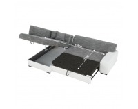 Rohová sedačka s rozkladom Minerva New L - biela / sivá melírovaná