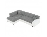 Rohová sedačka s rozkladom Minerva New L - biela / sivá melírovaná