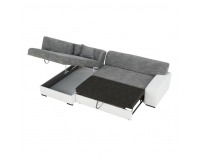 Rohová sedačka s rozkladom Minerva New L - biela / sivá melírovaná