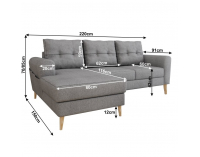 Rohová sedačka s rozkladom Ontaria L - sivá