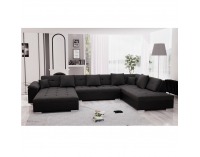 Rohová sedačka U Atoso U P - čierna / tmavosivá