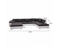 Rohová sedačka U Atoso U P - biela / tmavosivá