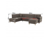Rohová sedačka U s rozkladom a úložným priestorom Bridget L - sivohnedá (taupe)