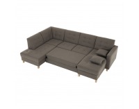Rohová sedačka U s rozkladom a úložným priestorom Bridget L - sivohnedá (taupe)