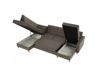Rohová sedačka U s rozkladom a úložným priestorom Bridget L - sivohnedá (taupe)