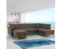 Rohová sedačka U s rozkladom a úložným priestorom Bridget P - sivohnedá (taupe)
