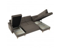 Rohová sedačka U s rozkladom a úložným priestorom Bridget P - sivohnedá (taupe)