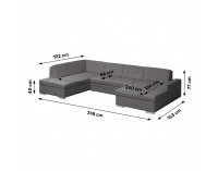 Rohová sedačka U s rozkladom Portos U L - sivá