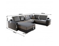 Rohová sedačka U s rozkladom Stilo U L/P - čierna / sivá