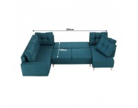Rohová sedačka U s rozkladom Vincent U L/P - tyrkysová