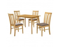 Jedálenský set Rois set 1+4 - dub sonoma svetlý / tmavohnedá 