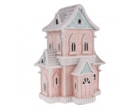 Svietiaci vianočný domček Roska - ružová / modrá / biela