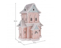 Svietiaci vianočný domček Roska - ružová / modrá / biela