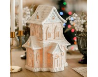 Svietiaci vianočný domček Roska - ružová / modrá / biela