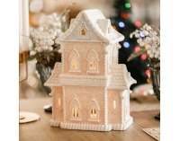 Svietiaci vianočný domček Roska - ružová / modrá / biela