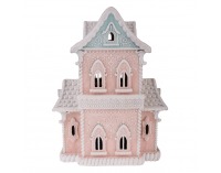 Svietiaci vianočný domček Roska - ružová / modrá / biela