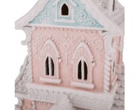 Svietiaci vianočný domček Roska - ružová / modrá / biela