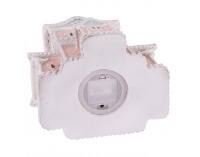 Svietiaci vianočný domček Roska - ružová / modrá / biela