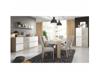 Rozkladací jedálenský stôl Laguna 140/180 - dub jantár / biely mat / betón