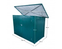 Oceľový box na dva odpadkové koše Rubis - zelená