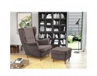 Kreslo (ušiak) Rufino - béžovosivá / buk