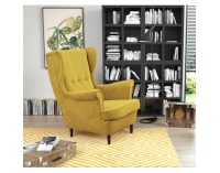 Kreslo (ušiak) Rufino - žltá / wenge