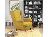 Kreslo (ušiak) Rufino - žltá / wenge