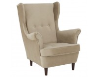 Kreslo (ušiak) Rufino New - béžovozlatá / orech