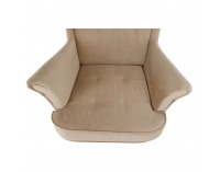 Kreslo (ušiak) Rufino New - béžovozlatá / orech