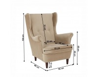 Kreslo (ušiak) Rufino New - béžovozlatá / orech