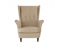 Kreslo (ušiak) Rufino New - béžovozlatá / orech
