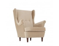 Kreslo (ušiak) Rufino New - béžovozlatá / orech