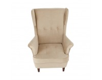Kreslo (ušiak) Rufino New - béžovozlatá / orech