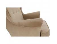 Kreslo (ušiak) Rufino New - béžovozlatá / orech