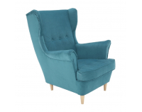 Kreslo (ušiak) Rufino New - petrolejová / buk