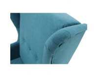 Kreslo (ušiak) Rufino New - petrolejová / buk