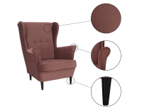 Kreslo (ušiak) Rufino New - staroružová / orech