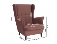 Kreslo (ušiak) Rufino New - staroružová / orech