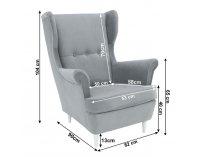 Kreslo (ušiak) Rufino New - svetlosivá / biela