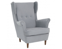 Kreslo (ušiak) Rufino New - svetlosivá / orech